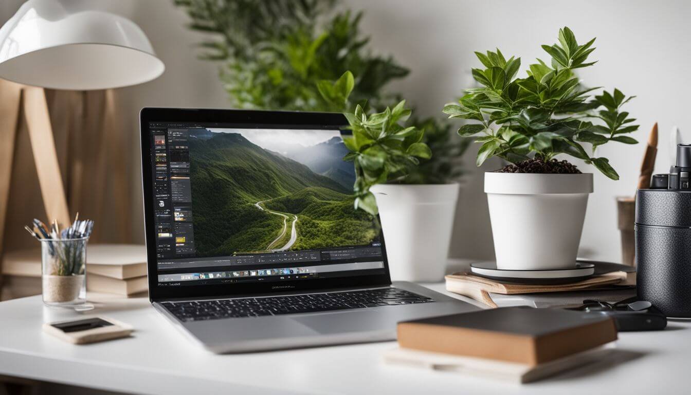 A single potted plant sits on a clean desk in a well-organized workspace. A single potted plant sits on a clean desk in a well-organized workspace.
